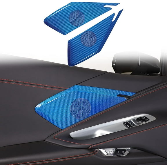 TINKI Real Carbon Fiber Car Side Door Speaker Cover Compatible with Chevrolet Corvette C8 2020-2023, Inner Door Speaker Air Vent Outlet Cover Trims Accessories