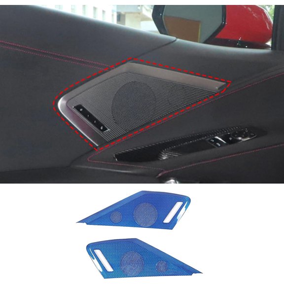 TINKI Real Carbon Fiber Car Side Door Speaker Cover Fit for Chevrolet Corvette C8 2020-2023 Z06 Z51, Inner Door Speaker Air Vent Outlet Cover Trims, for Convertible
