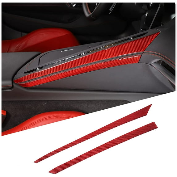 TINKI Real Carbon Fiber Center Console Left Trim Sticker Compatible with Chevrolet Corvette C8 Stingray 2020-2023, Center Console Driver Side Decorative Cover Sticker