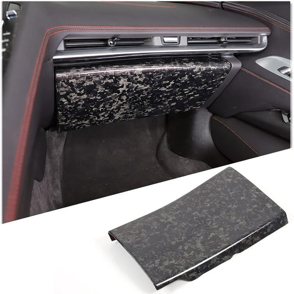TINKI Real Carbon Fiber Co-Pilot Glove Storage Box Panel Cover Compatible with Chevrolet Corvette C8 Stingray 2020-2023, Center Console Glove Box Panel Trim Cover Accessories