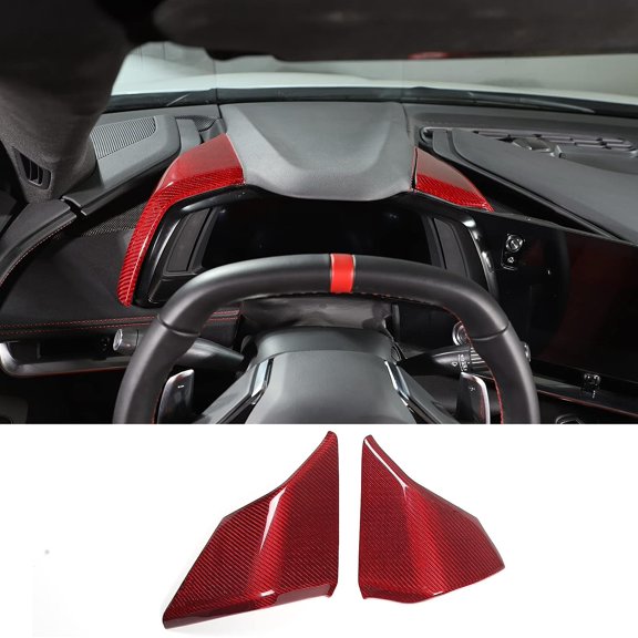 TINKI Real Carbon Fiber Dashboard Trim Cover Fit for Chevrolet Corvette C8 2020-2023, Side Instrument Hood Panel Trim, Center Console Side Dash Panel Trim Cover