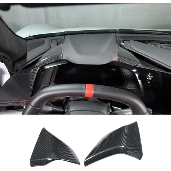 TINKI Real Carbon Fiber Dashboard Trim Cover Fit for Chevrolet Corvette C8 2020-2023, Side Instrument Hood Panel Trim, Center Console Side Dash Panel Trim Cover