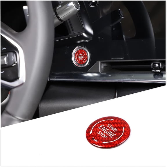TINKI Real Carbon Fiber Engine Start Stop Push Start Button Cover Fit for Chevrolet Corvette C8 2020 2021, Trailblazer 2019, Car Push Start Button Cover Trim Accessories