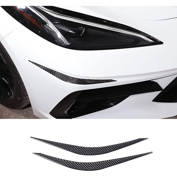 TINKI Real Carbon Fiber Front Bumper Lip Corner Trim Strip Compatible with Chevrolet Corvette C8 Stingray 2020-2023, Front Lip Corner Decoration Strip Sticker