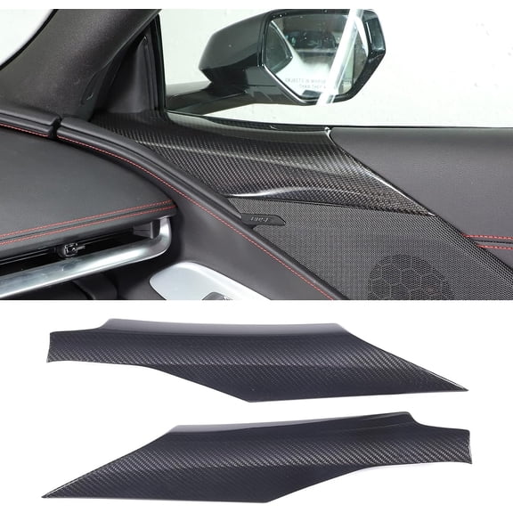 TINKI Real Carbon Fiber Inner Door A Pillar Lower Panel Trim Cover Compatible with Chevrolet Corvette C8 2020-2023, Inner Door Panel Armrest Cover Trim, Inner Door Panel Trim