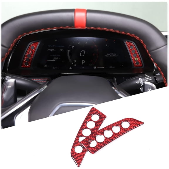 TINKI Real Carbon Fiber Instrument Panel Trim Sticker Compatible with Chevrolet Corvette C8 2020-2023, Dashboard Fault Light Display Panel Cover Sticker Accessories