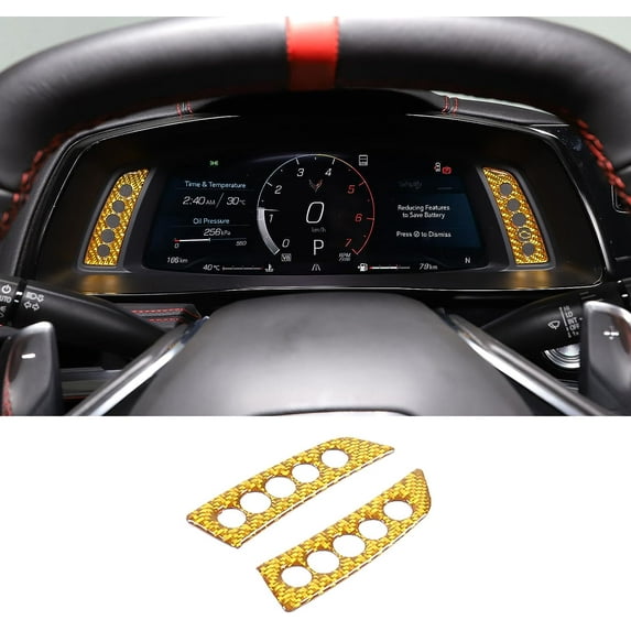 TINKI Real Carbon Fiber Instrument Panel Trim Sticker Compatible with Chevrolet Corvette C8 2020-2023, Dashboard Fault Light Display Panel Cover Sticker Accessories