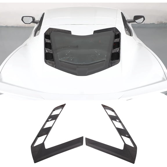 TINKI Real Carbon Fiber Rear Hatch Vent Insert Cover Compatible with Chevrolet Corvette C8 2020-2023, Rear Hood Vent Inserts Trim Accessories
