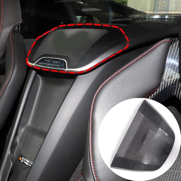 TINKI Real Carbon Fiber Rear Speaker Cover Compatible with Chevrolet Corvette C8 Stingray 2LT 3LT 2020-2023, Interior Rear Row Phone Charger Upper Trim Accessories