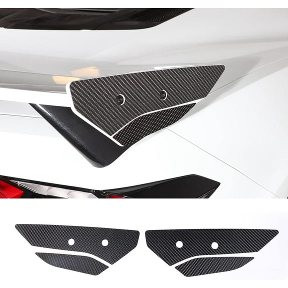 TINKI Real Carbon Fiber Rear Wing Side Panel Trim Cover Sticker Compatible with Chevrolet Corvette C8 2020-2023, Trunk Spoiler Side Wing Panel Decoration Sticker