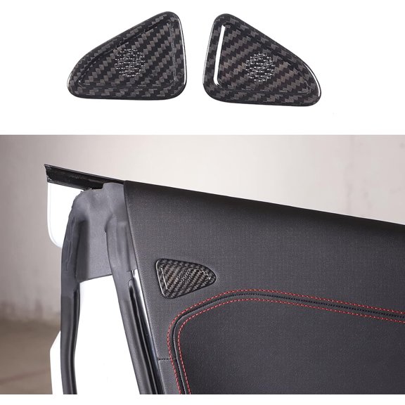 TINKI Real Carbon Fiber Side Door Small Speaker Sound Ring Cover Trim Compatible with Chevrolet Corvette C8 2020-2023, Inner Door Air Outlet Vent Cover Trim