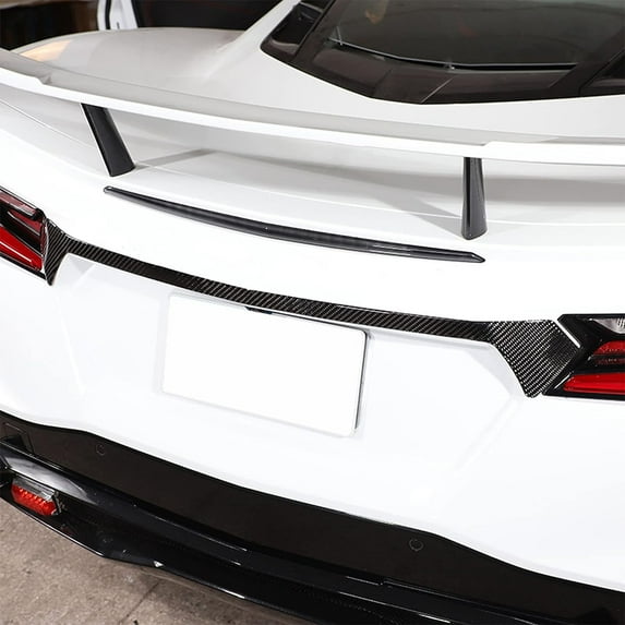 TINKI Real Carbon Fiber Taillight Logo Trim Strip Sticker Compatible with Chevrolet Corvette C8 2020-2023, Rear License Plate Upper Decoration Strip Sticker