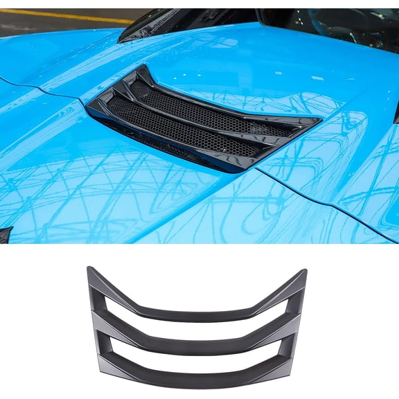TINKI Rear Hood Vent Louver Cover Compatible with Chevrolet Corvette C8 Convertible Stingray 2020-2023, ABS Rear Engine Scoops Vent Trim Cover
