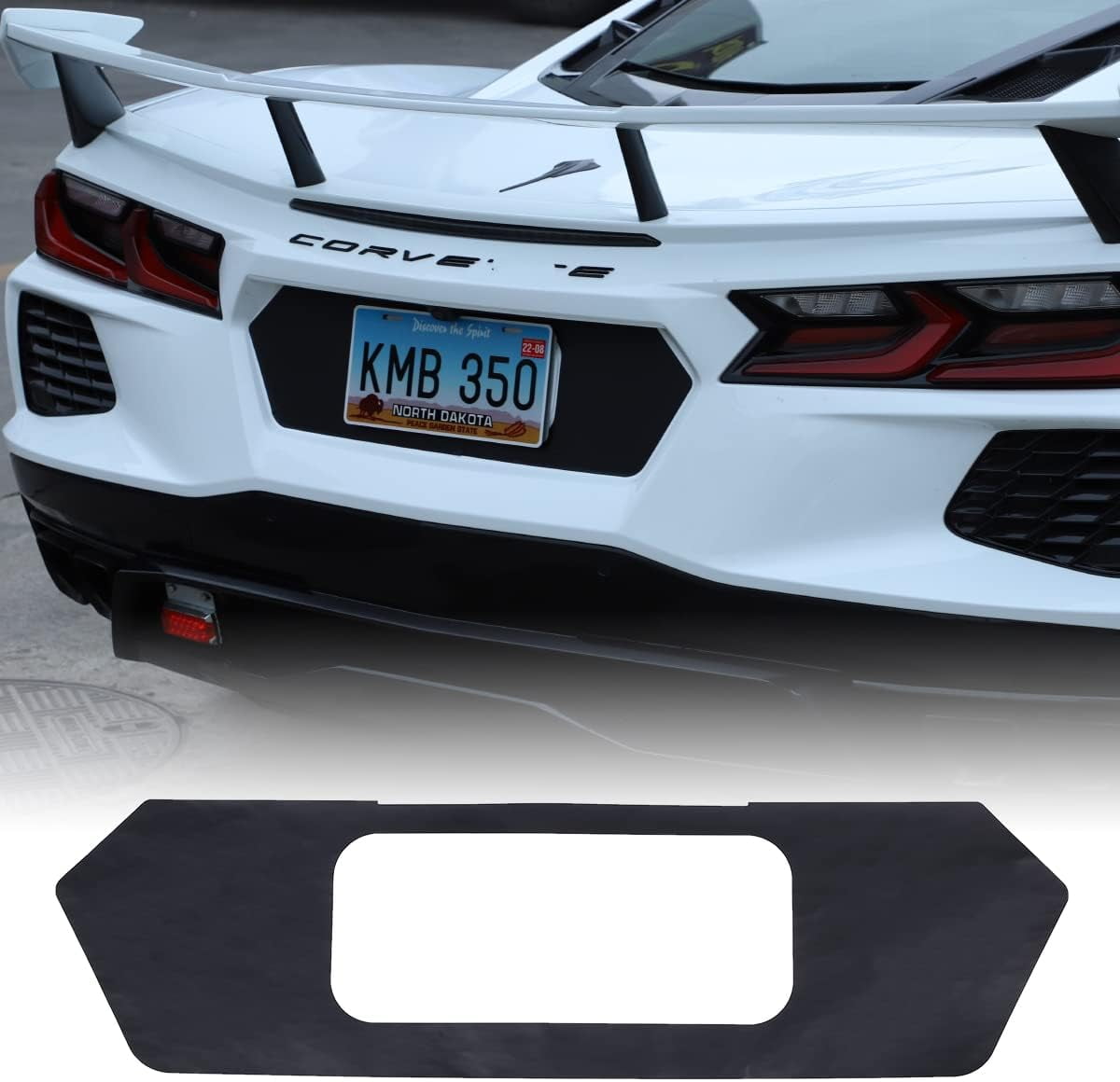 Flag License Plate Frame Decal For Chevrolet Corvette C7 (2014-2019) - Vinyl, Waterproof, Easy Install