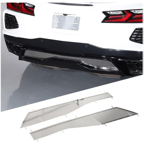 TINKI Rear Lower Bumper Mesh Grilles Compatible with Chevrolet Corvette C8 Stingray 2020-2023, Stainless Rear Lower Bumper Radiators Intake Inlet Grille Protector Cover Mesh