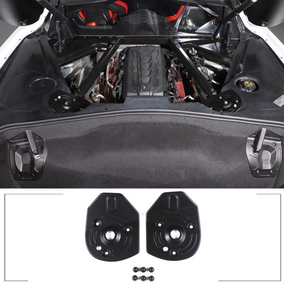 TINKI Rear Shock Tower Protective Covers, Compatible with 2020+ Chevrolet Corvette C8, ABS Matte Black Strut Tower Guard Trim 2PCS