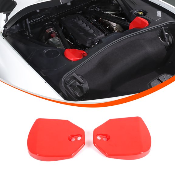 TINKI Rear Shock Tower Protective Covers, Compatible with 2020+ Chevrolet Corvette C8, ABS Red Strut Tower Guard Trim 2PCS