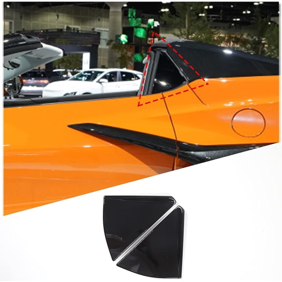 TINKI Rear Side Window Louver Cover Compatible with Chevrolet Corvette C8 2020-2023, ABS Rear Window Shutters Trim Cover, Fit for Convertible