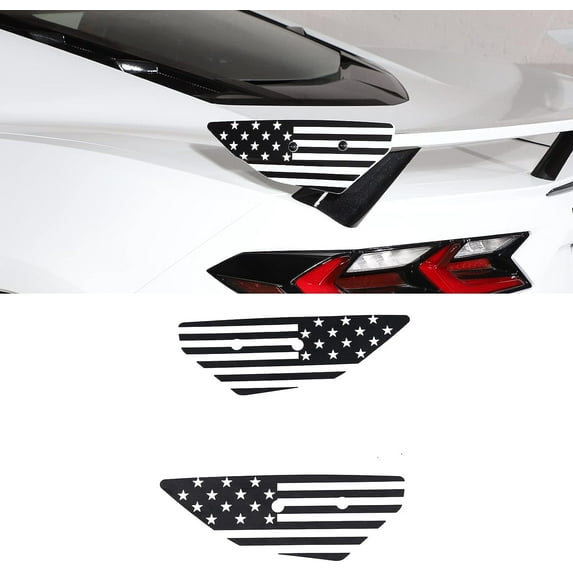 TINKI Rear Wing Side American Flag Decals Compatible with Chevrolet Corvette C8 2020-2023, Spoiler Side Panel Sticker, American Flag Rear Wing Decal Sticker