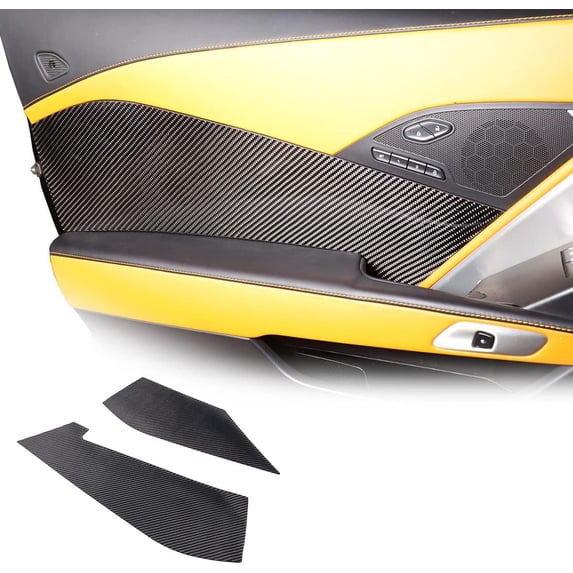 TINKI Red Carbon Fiber Interior Door panel Cover Trim For Chevrolet Corvette C7 2014-2019 Car Door Anti-kick Panel Trim Cover,Inner Door Armrest Panel Decoration Strip 2Pcs