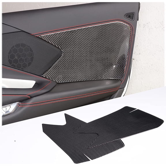 TINKI Soft 3D Real Carbon Fiber Car Interior Door Panel Large Trim Sticker Trim Decor Trim Kit Compatible with Corvette C8 Stingray Z06 Z51 2020 2021 2022 2023 Interior Decoration Accessories