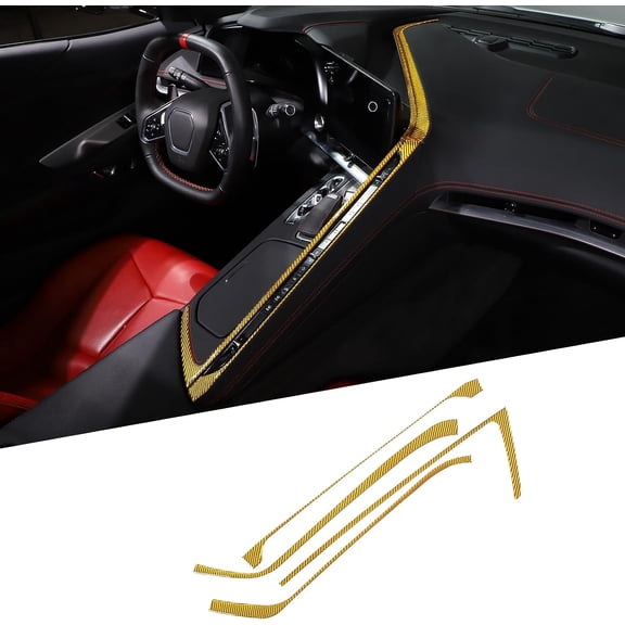 TINKI Soft Carbon Fiber Air Conditioner Switch Panel Trim Strip Fit for Chevrolet Corvette C8 Stingray 2020-2023, Center Console AC Panel Decoration Frame Trim