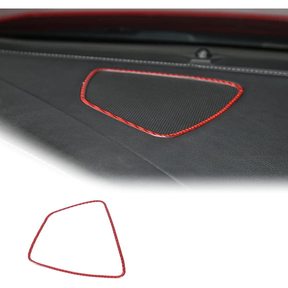 TINKI Soft Carbon Fiber Car Dashboard Speaker Panel Cover Trim Sticker for Chevrolet Corvette C7 2014-2019 Accessories (Red)
