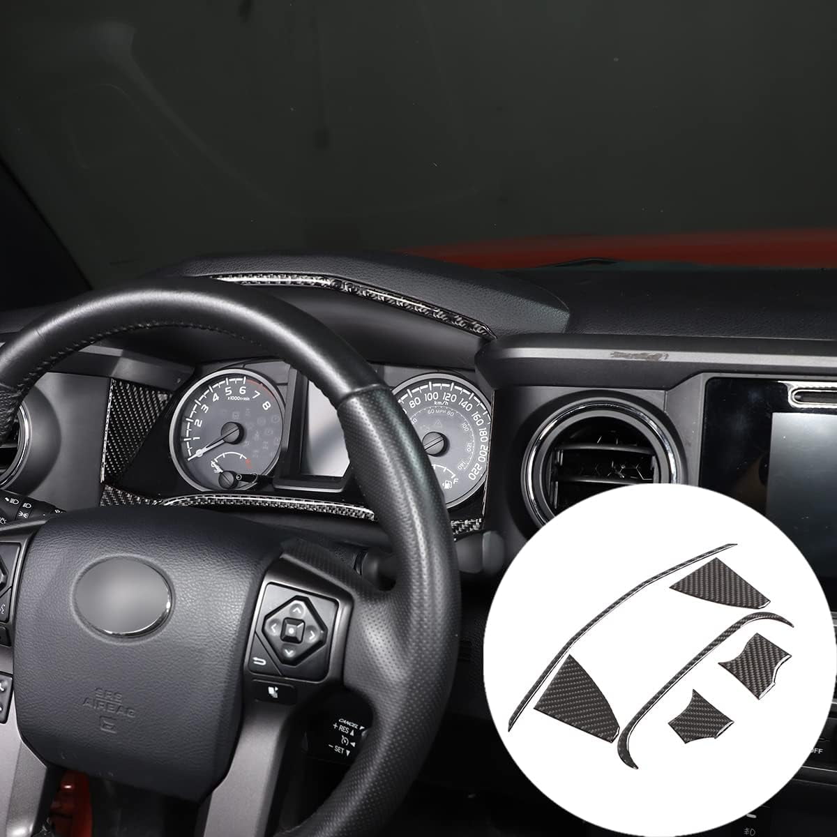 Speedometer Frame TINKI Soft Carbon Fiber Car Dashboard Speedometer Frame Sticker ...