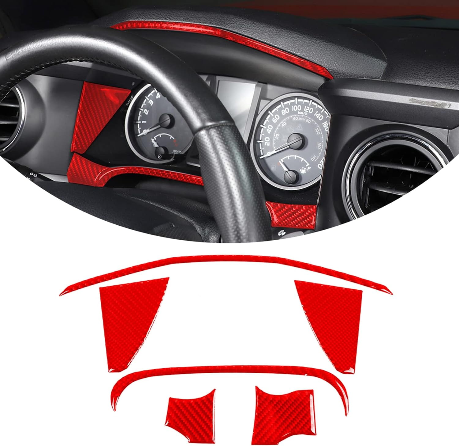 Speedometer Frame TINKI Soft Carbon Fiber Car Dashboard Speedometer Frame Sticker ...