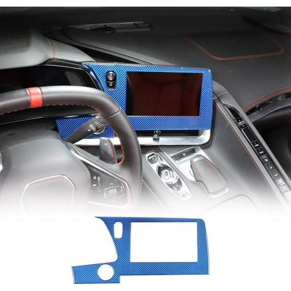 TINKI Soft Carbon Fiber GPS Screen Frame Compatible with Chevrolet Corvette C8 Stingray 2020-2023 Navigation Screen Trim Sticker, Center Display Frame Trim Cover Decoration