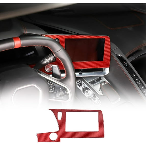TINKI Soft Carbon Fiber GPS Screen Frame Compatible with Chevrolet Corvette C8 Stingray 2020-2023 Navigation Screen Trim Sticker, Center Display Frame Trim Cover Decoration