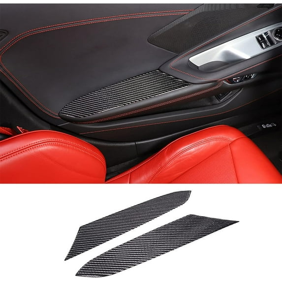 TINKI Soft Carbon Fiber Interior Door Armrest Panel Trim Cover Compatible with Chevrolet Corvette C8 Stingray 2020-2023, Car Door Armrest Panel Decoration Sticker