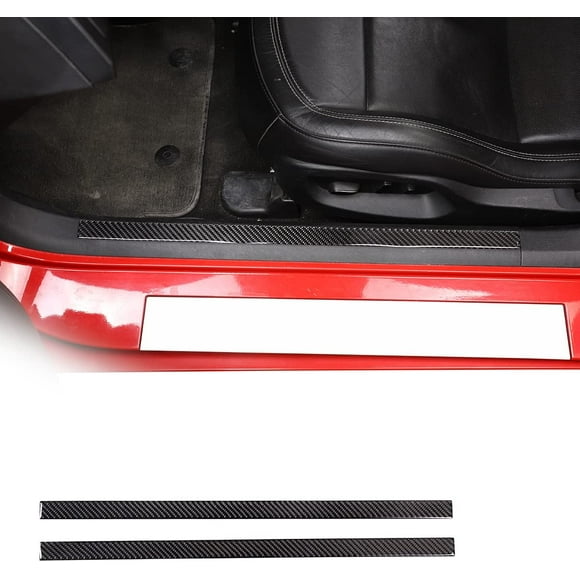 TINKI Soft Carbon Fiber Interior Door Sill Trim Stickers Cover Fits For Chevrolet Corvette C7 2014-2019 Car Door Sill Protector Scuff Plate Cover,Door Entry Guard Decorative
