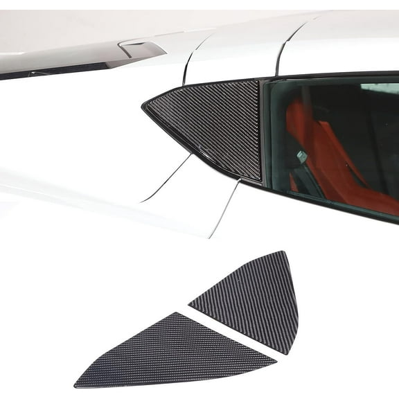 TINKI Soft Carbon Fiber Rear Side Window Louver Trim Sticker Compatible with Chevrolet Corvette C8 2020-2023, Rear Window Shutters Trim Cover Stickers