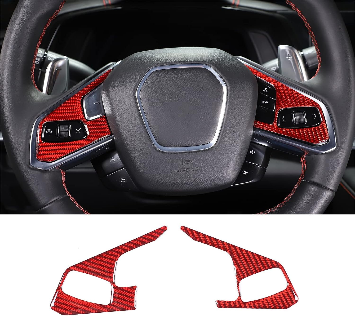 TINKI Soft Carbon Fiber Steering Wheel Button Cover Sticker Fit for