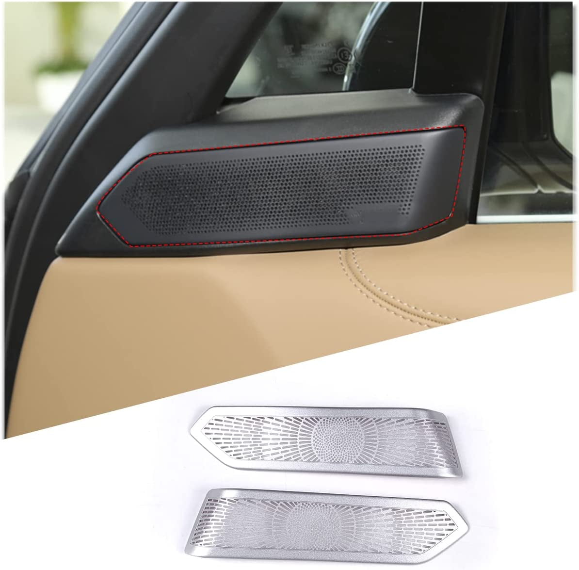 TINKI Stainless Steel Silver Car A-Pillar Audio Speaker Tweeters Cover ...