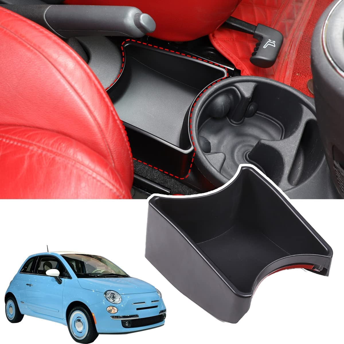TINKI Suitable for Fiat 500/500C 2011-2015 Car Central Control Handbrake Storage Box Tray Accessories