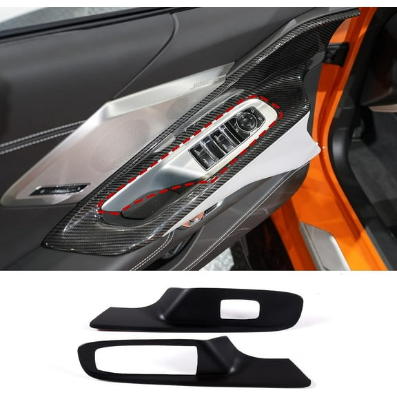 TINKI Window Lift Switch Cover Compatible with Chevrolet Corvette C8 Stingray 2020-2023, ABS Window Lift Switch Panel Decoration Frame Trim Cover, 2PCS, Fit for Convertible