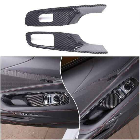 TINKI Window Lift Switch Cover Compatible with Chevrolet Corvette C8 Stingray 2020-2023, ABS Window Lift Switch Panel Decoration Frame Trim Cover