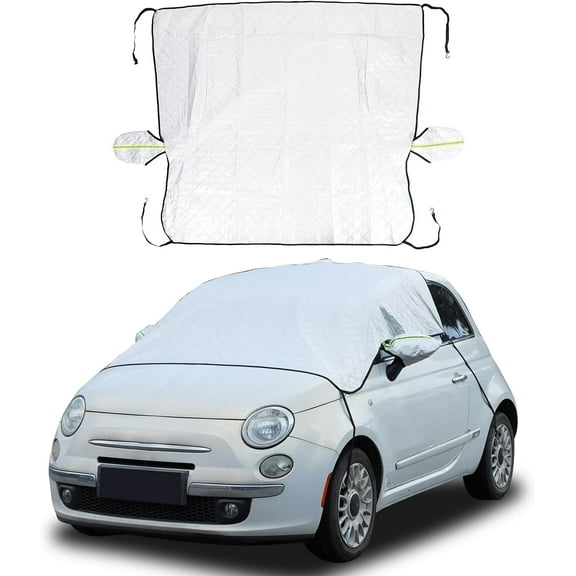 TINKI Windshield Snow Cover Fit for Fiat 500 2010-2022, Front Windshield Cover for Ice and Snow, Auto Extra Thick Windshield Ice Cover Protects Windshield from Rain, Sun, Frost