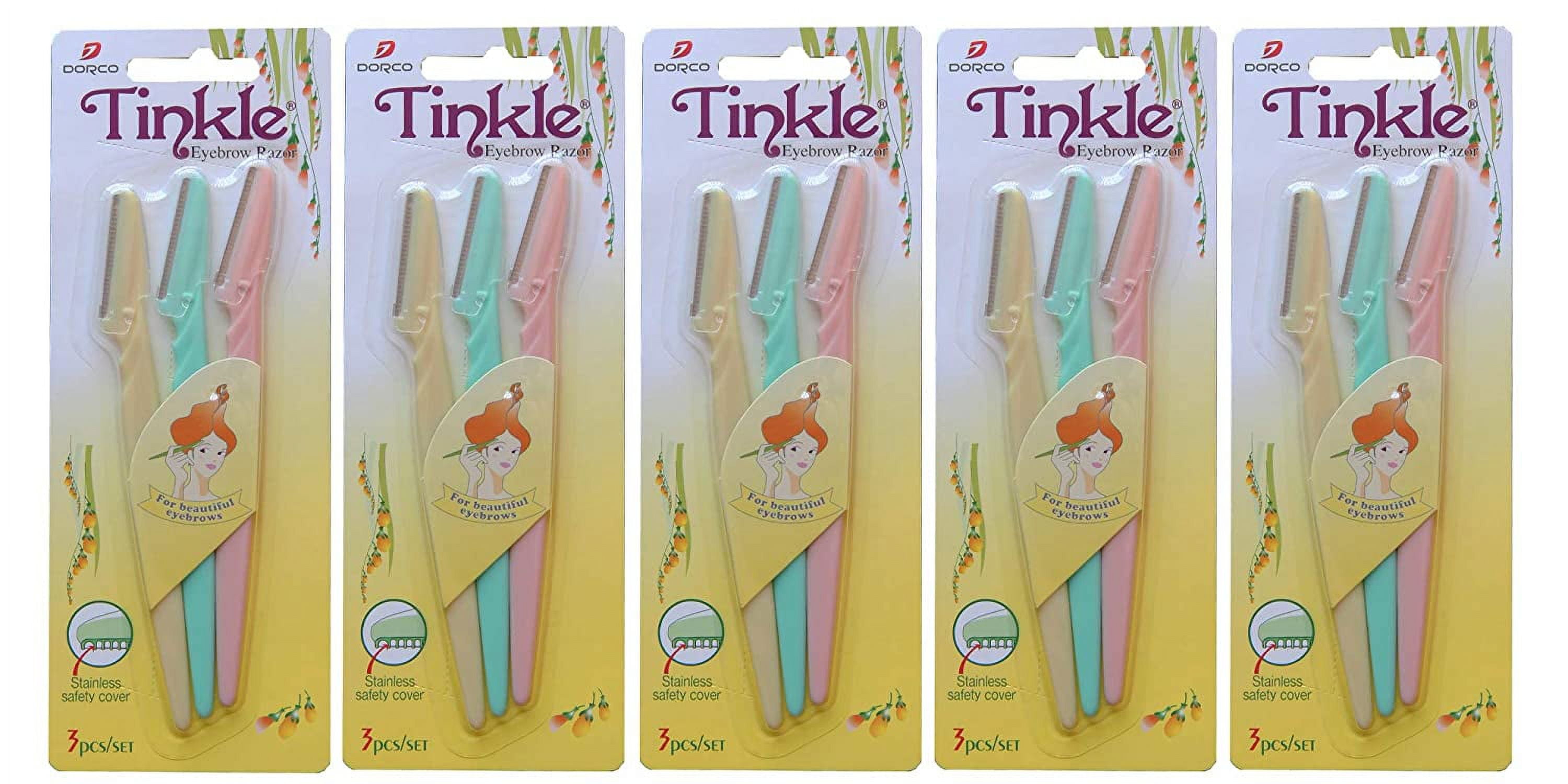 TINKLE DORCO EYEBROW RAZOR, 5 PACKS (15 RAZORS)