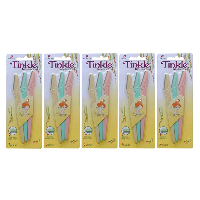 TINKLE DORCO EYEBROW RAZOR, 5 PACKS (15 RAZORS)