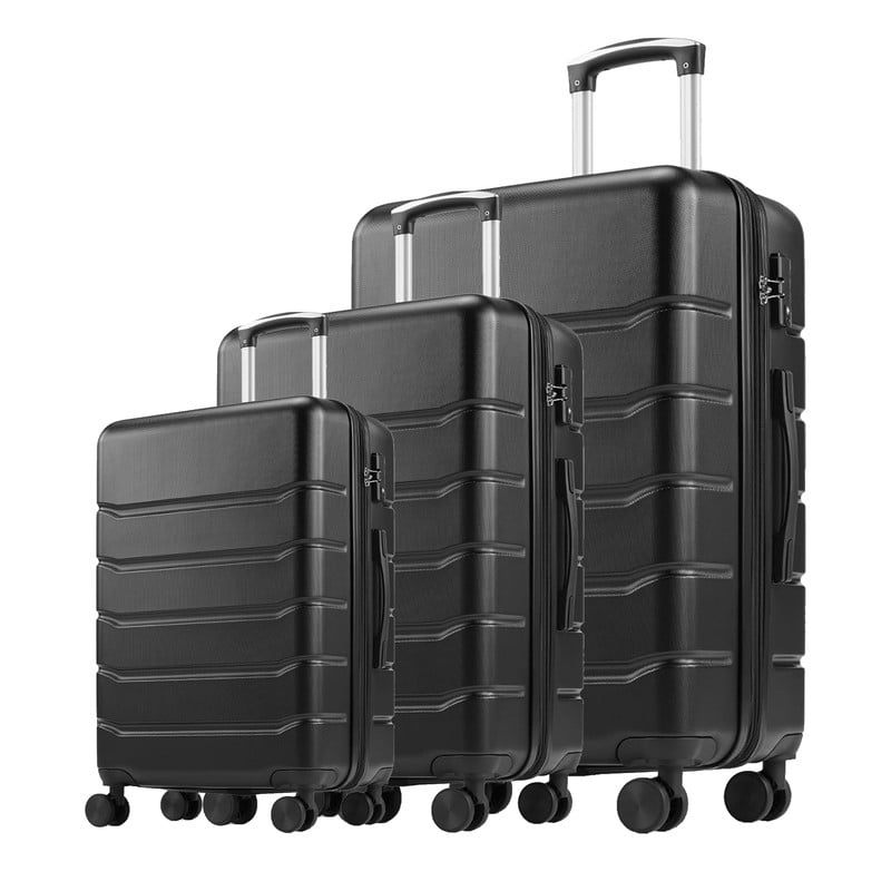 Wrangler 4 Piece Rolling Hardside Luggage Set, Black
