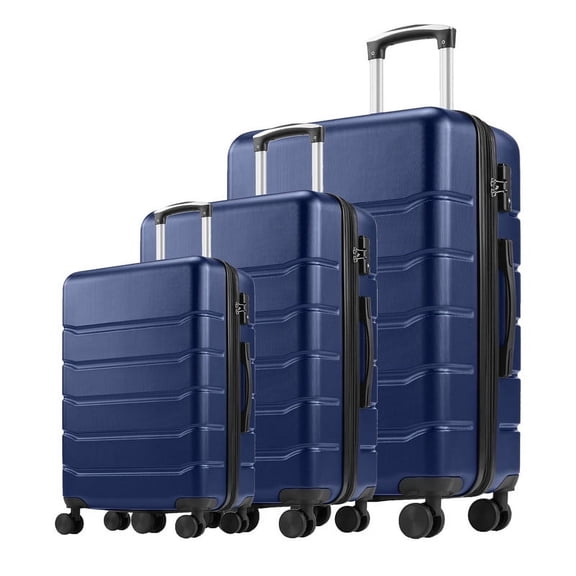 TINKLE WELL 3-Piece Hardshell Suitcase Sets, 20"+24"+28" Lightweight Expandable Carry on Luggage, TSA Lock Hard Shell Luggage with 360° Smooth Spinner Wheels, Family friendly, Blue