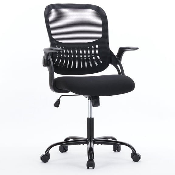 TINKLE WELL Ergonomic Office Home Desk Mesh Fixed Armrest-Black