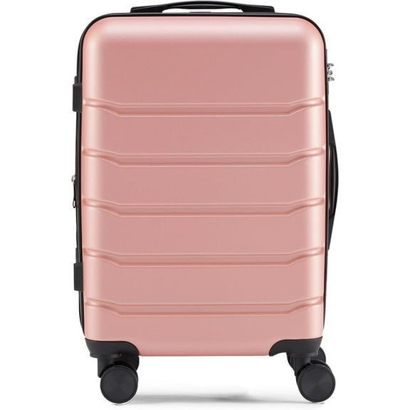 TINKLE WELL Expandable Hardshell Suitcase, 20" Lightweight Carry on Luggage, TSA Lock Hard Shell Luggage with 360° Smooth Spinner Wheels, Pink