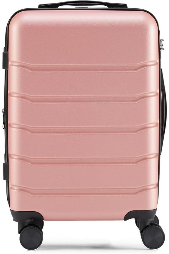 Expandable Hardshell Suitcase, 20" Lightweight Carry on Luggage, TSA Lock Hard Shell Luggage with 360° Smooth Spinner Wheels, Pink