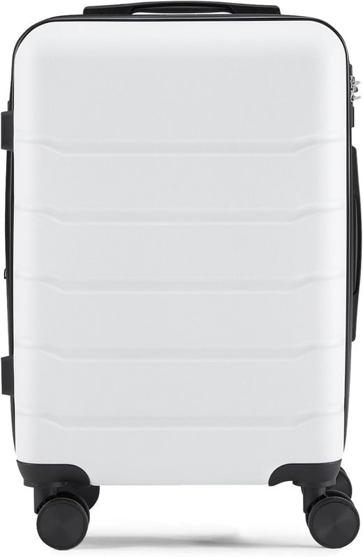 TINKLE WELL Expandable Hardshell Suitcase, 20" Lightweight Carry on Luggage, TSA Lock Hard Shell Luggage with 360° Smooth Spinner Wheels, White