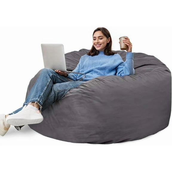 TINKLE WELL Oversize 4FT Bean Bag Sofa, Comfy Round Lounger for Adults & Kids, Removable Washable Cover, Oversized Cozy Gaming Chair for Dorm, Bedroom, Living Space