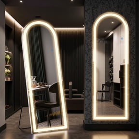 TINKLE WELL Full-Length LED Mirror with Adjustable 3-Color Lighting, 63"x20" Inch Freestanding, Wall-Mounted, or Leaning Floor Mirror, Perfect for Bedrooms, Cloakrooms
